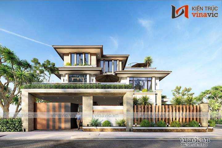 Biệt thự 3 tầng 2 mặt tiền hiện đại kích thước 11x15m ở Bình Dương BT2020
