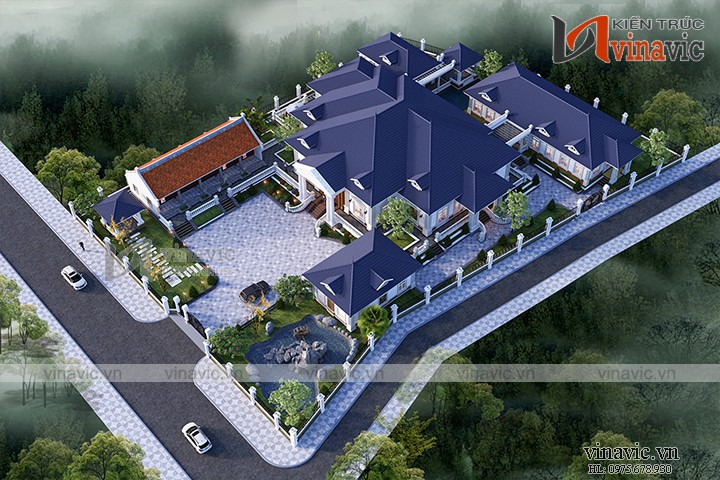 Dinh thự 1 tầng 1000m2 đẳng cấp nhất ở vùng núi thiên nhiên Tây Bắc BT1902