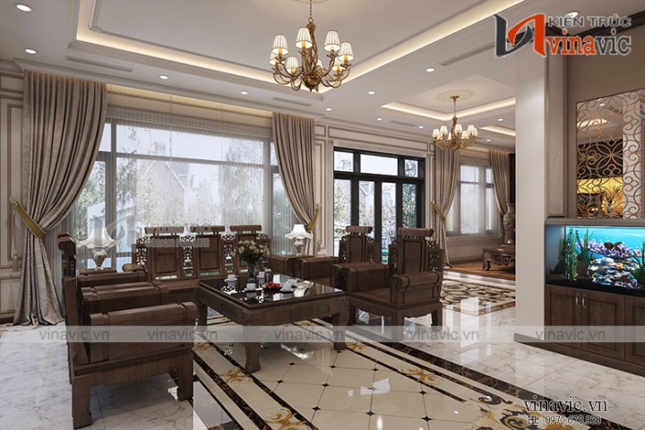 Nội thất biệt thự mang tone màu trầm ấm đầy ấn tượng NTBT 1802