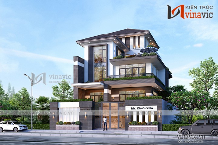 Biệt thự 3 tầng 4 phòng ngủ BT1908 mang phong cách hiện đại đầy đủ tiện nghi