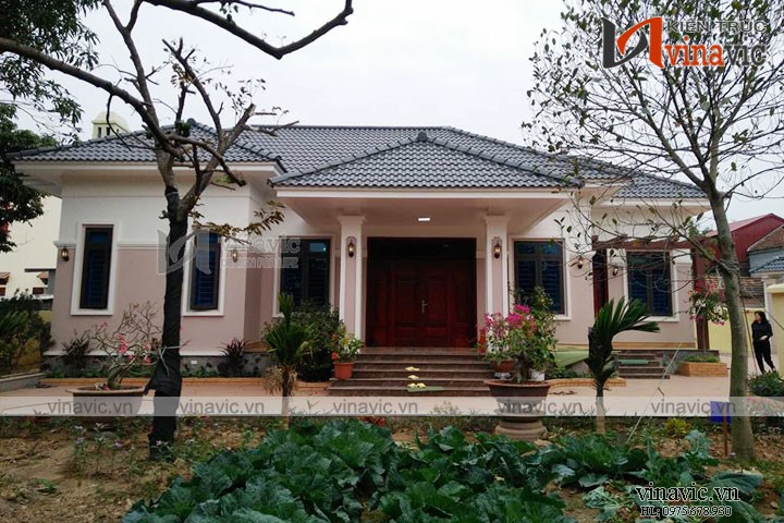 Hoàn thiện mẫu biệt thự mái nhật 1 tầng hiện đại TCBT1527