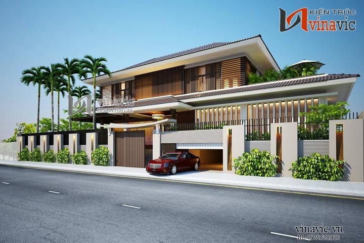 Thiết kế biệt thự phong cách hiện đại 2 tầng BTCC1422