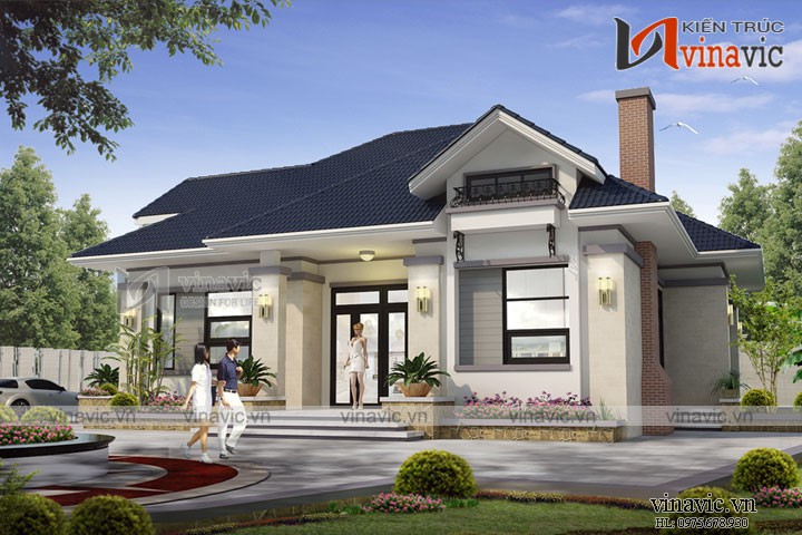 Thiết kế nhà mái thái 1 tầng 3 phòng ngủ 150m2 ở Hòa Bình BT1691