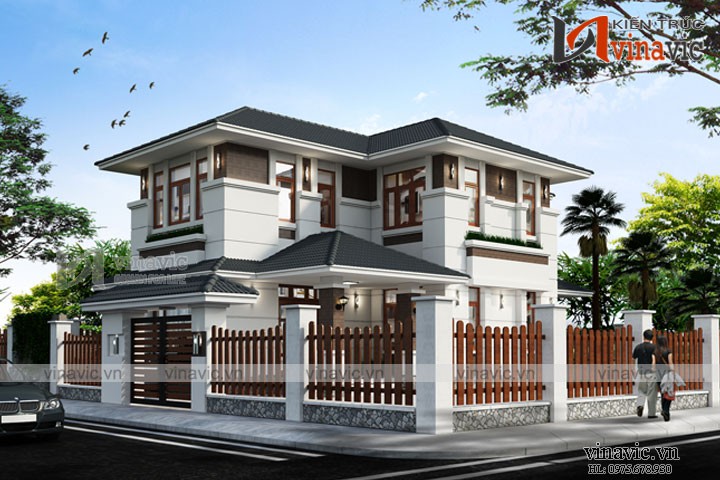 Mẫu nhà 2 tầng diện tích rộng 9m sâu 14 m 4 phòng ngủ hiện đại BT1693