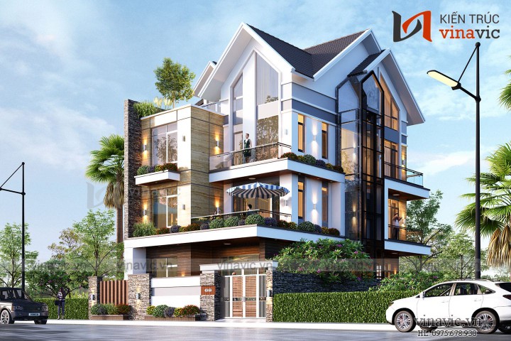 Mẫu thiết kế cải tạo biệt thự 3 tầng kiến trúc hiện đại ở Hà Nội BT1833