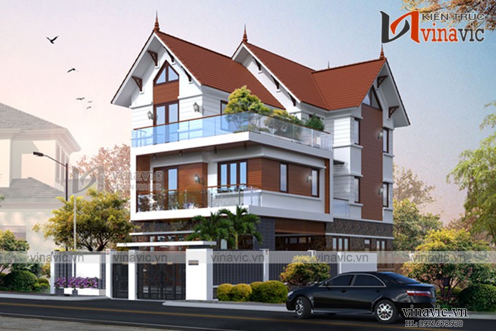 Biệt thự 3 tầng hiện đại mặt tiền 8m ở Hưng Yên BT1692