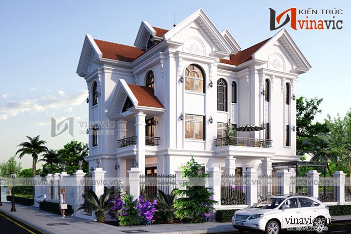 Biệt thự đẹp 3 tầng tân cổ điển 2 mặt tiền 15m sâu 21m ở Vũng Tàu BT1690