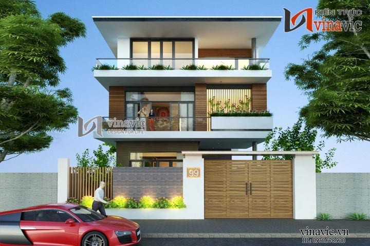Biệt thự 3 phòng ngủ 160m2 hiện đại 3 tầng mặt tiền 9m chiều sâu 15m BTCC1439