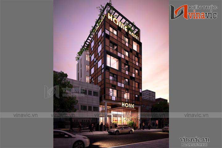 Mẫu thiết kế khách sạn 7 tầng hiện đại 160m2 tại Cần Thơ KSVP05