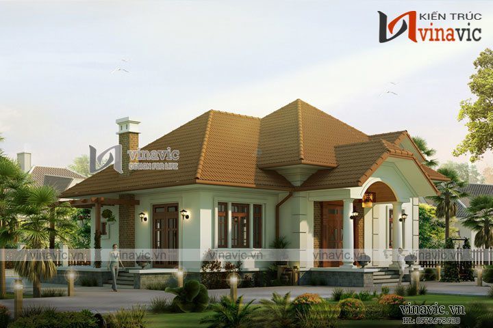 Mẫu biệt thự vườn 1.5 tầng 150m2 4 phòng ngủ  BT1420