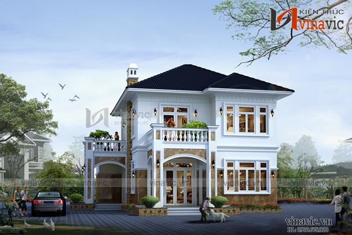 Mẫu nhà vườn 2 tầng mái thái diện tích 10x14m 2 mặt tiền đẹp BT1521
