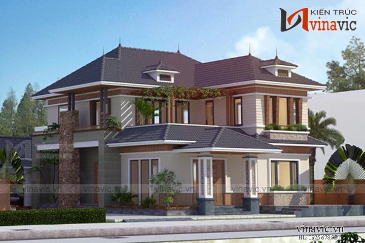 Bản thiết kế nhà 2 tầng 150m2 diện tích 12x16m ở Hoa Lư- Ninh Bình BT1645