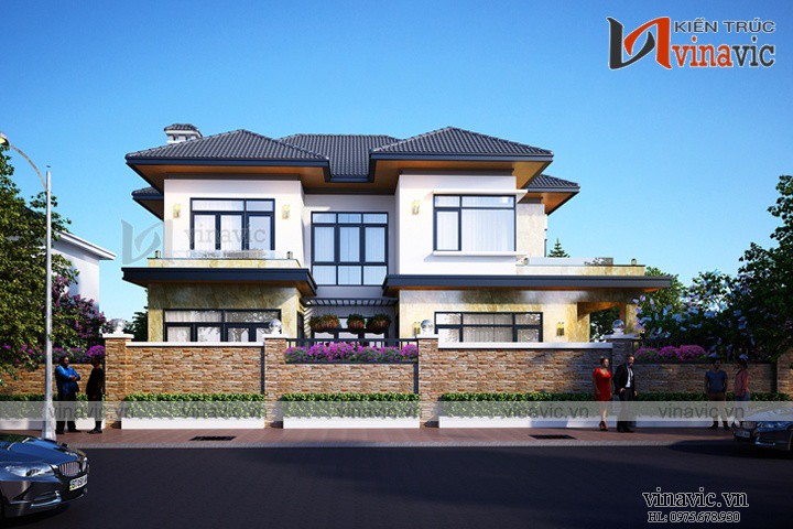 Biệt thự 2 tầng 100m2 3 phòng ngủ thiết kế hiện đại ở Phú Thọ BT1668