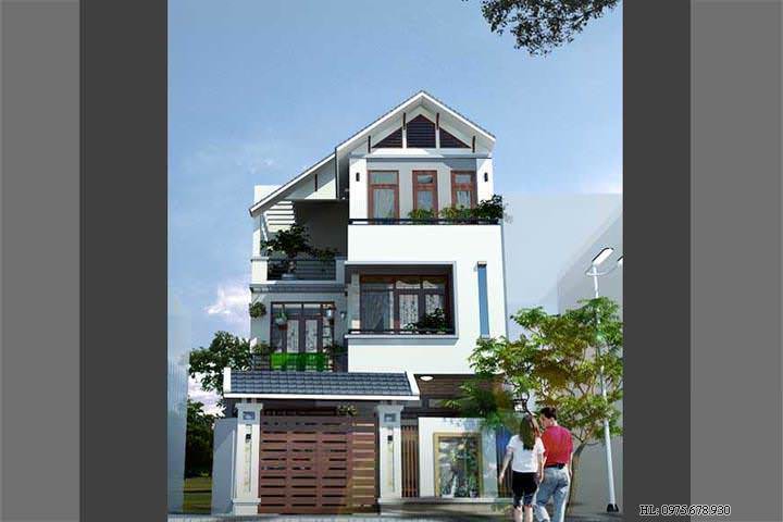 Mẫu thiết kế nhà biệt thự phố 3 tầng đẹp BT1405
