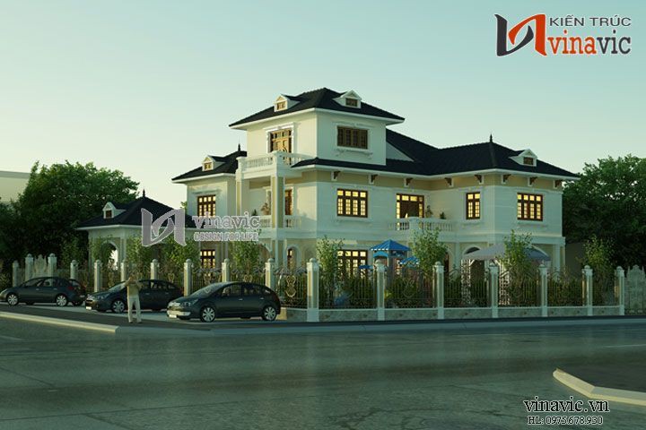 Biệt thự 2 mặt tiền 3 tầng 400m2 thiết kế sang trọng và hiện đại BT1496