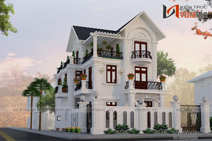 Biệt thự 3 tầng 120m2 5 phòng ngủ 2 mặt tiền 8m đầu tư khoảng 2 tỷ BT1657