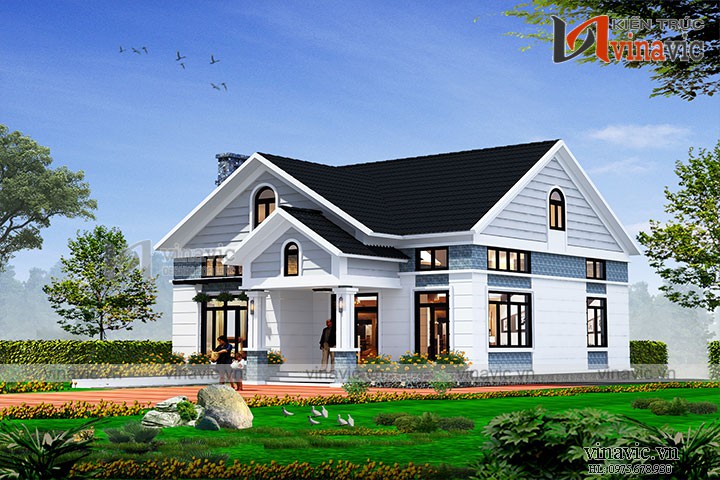 Mẫu thiết kế nhà cấp 4 đẹp 1 tầng 1 lửng BT1814