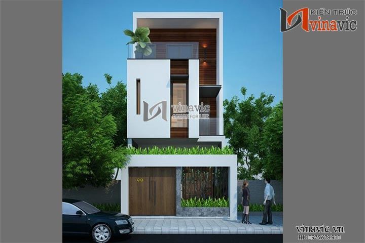 Mẫu nhà ống đẹp 3 tầng phong cách hiện đại  NO1413
