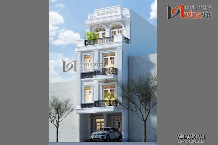 Chiêm ngưỡng mẫu thiết kế nhà ống 4 tầng theo kiến trúc Pháp NO1442