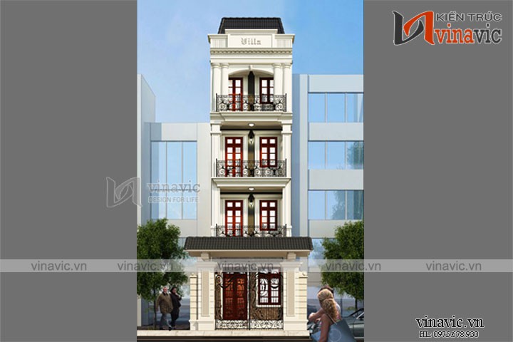 Mẫu thiết kế nhà ống 4 tầng nhẹ nhàng tinh khôi NO1626