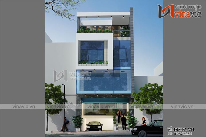Mẫu nhà ống đẹp 5 tầng thiết kế hiện đại kết hợp kinh doanh NO1453