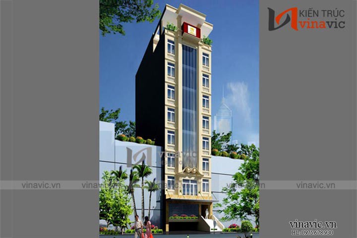 Tham khảo mẫu thiết kế nhà ống đẹp 9 tầng tân cổ điển NO1429