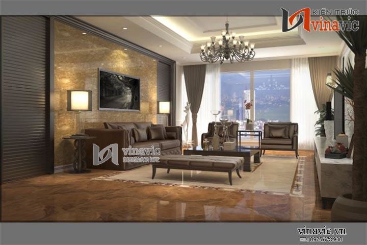 Nội thất cho căn hộ 90m2 tone màu ấm áp NTC1407