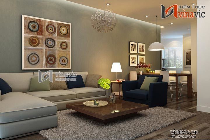 Nội thất chung cư 125m2 3 phòng ngủ hiện đại NTC1420