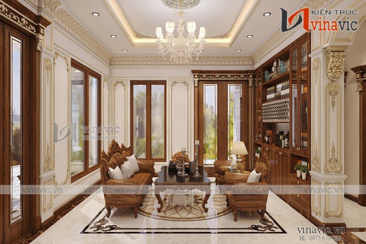 Nội thất phòng khách và bếp ăn biệt thự NTBT1803