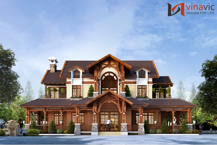 Siêu phẩm nhà đẹp 2 tầng làm bằng gỗ Conwood 