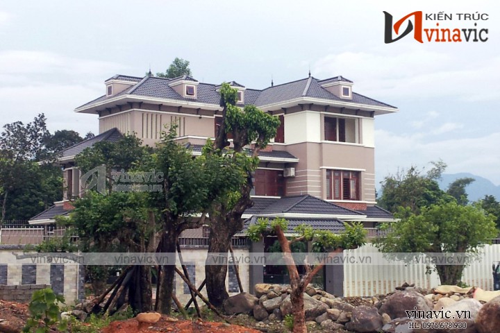 Hoàn thiện công trình biệt thự 3 tầng hiện đại diện tích lớn TCBT1516