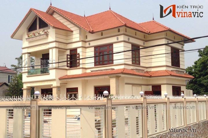 Xây nhà đẹp trọn gói công trình biệt thự 2 tầng TCBT1455