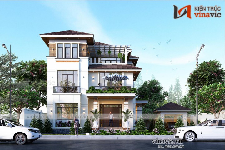 Thiết kế nhà đẹp 3 tầng hiện đại 12x15m2 ở Hạ Long- Quảng Ninh BT2011
