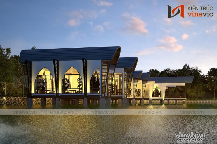 Thiết Kế Nhà Hàng Ven Hồ Dự Án SunSet Hòa Bình NH09