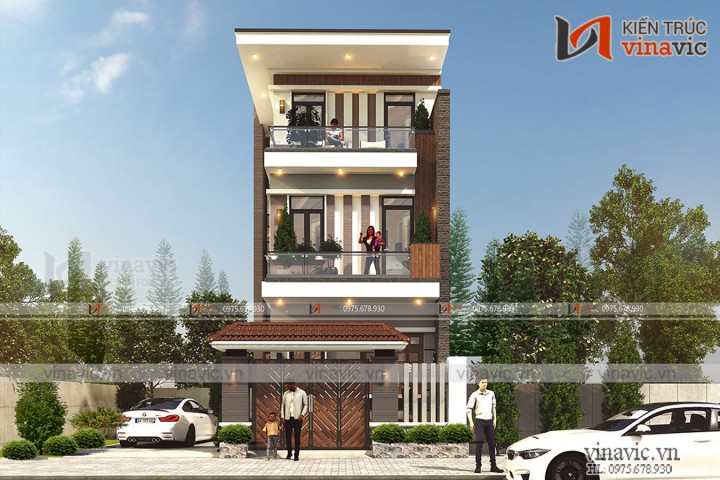 Thiết kế nhà ống 3 tầng hiện đại mặt tiền 6m sâu 17m ở Ninh Bình NO2002