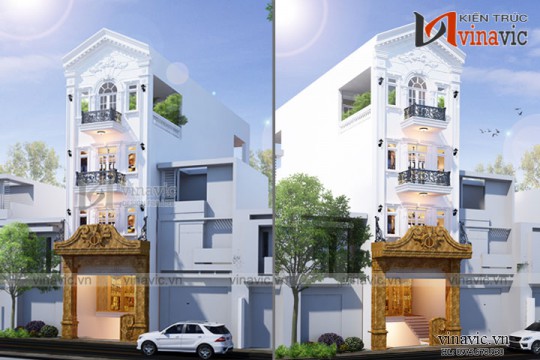 Bản vẻ thiết kế nhà ống 4 tầng 5.7x25m tân cổ điển NO1817