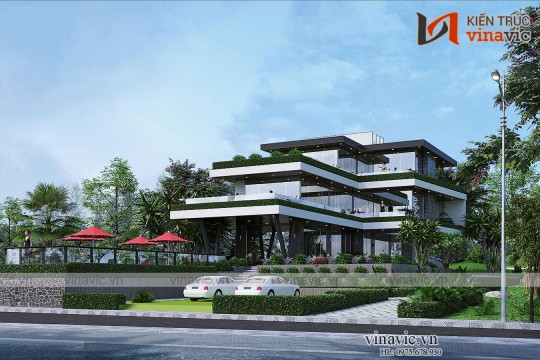 Biệt thự nhà vườn hiện đại 3 tầng mặt tiền rộng 10m sâu 20m BT2015