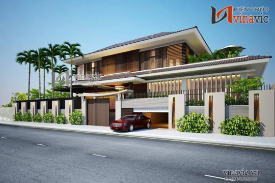Thiết kế biệt thự phong cách hiện đại 2 tầng BTCC1422