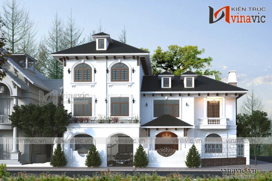 Biệt thự góc 3 tầng mái thái mặt tiền rộng kích thước 18x12m BT1824