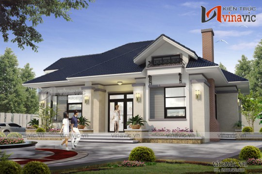 Thiết kế nhà mái thái 1 tầng 3 phòng ngủ 150m2 ở Hòa Bình BT1691
