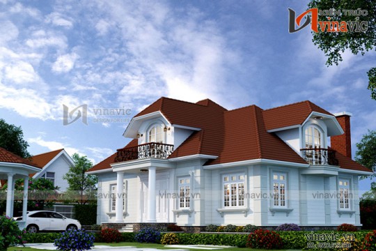 Mẫu thiết kế biệt thự 1.5 tầng đẹp tổ hợp mái thái ấn tượng BT1694