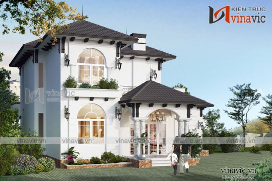 Hình ảnh mẫu nhà đẹp 2 tầng mái thái mặt tiền 16m chiều sâu 13m