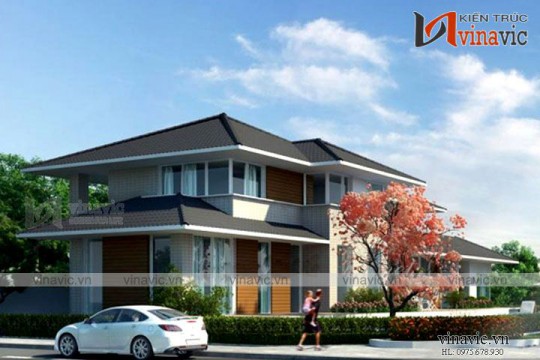 Mẫu thiết kế biệt thự 2 tầng hiện đại đẹp ấn tượng BTCC1602