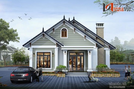 Thiết kế nhà vườn 150m2 3 phòng ngủ trên đất 13.7x13.5m BT1524