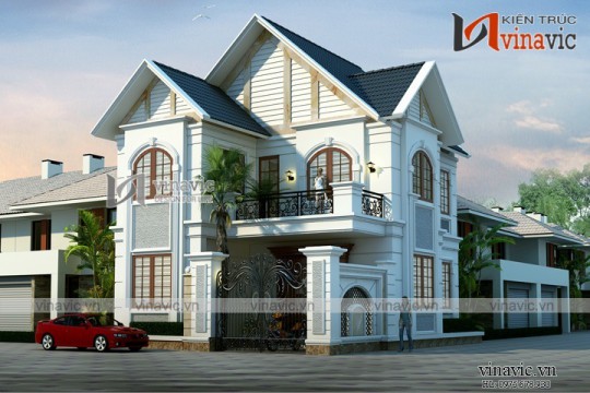 Thiết kế biệt thự 2 tầng mái thái diện tích 120m2 kích thước 10x12m