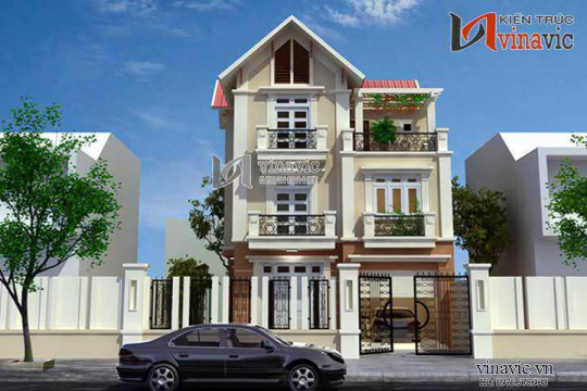 Biệt thự phố 3 tầng 80m2 mặt tiền 7m thiết kế hiện đại BT1434