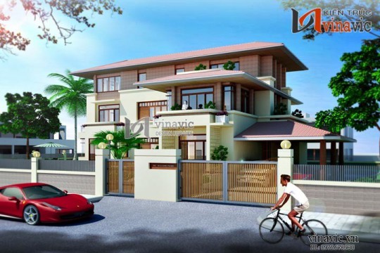 Biệt thự vườn 250m2 3 tầng thiết kế hiện đại ở Hải Phòng BT1473