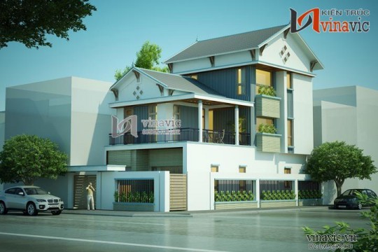 Nhà phố mặt tiền 8m 3 tầng 100m2 thiết kế hiện đại ở Sơn La BT1493