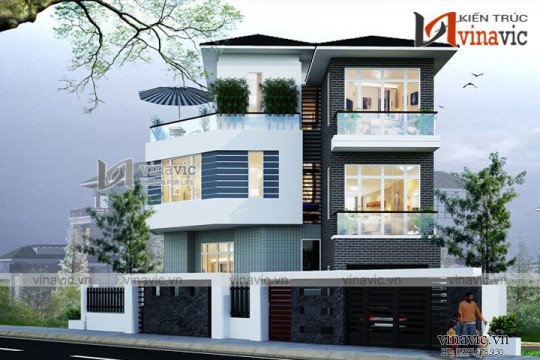 Mẫu nhà 3 tầng 150m2 1 tầng hầm mặt tiền 12m thiết kế hiện đại BT1619