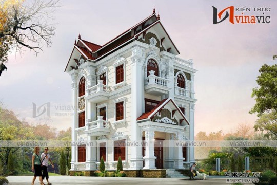 Mẫu nhà 3 tầng ngang 8m sâu 13m diện tích 100m2/sàn ở Ninh Bình BT1664
